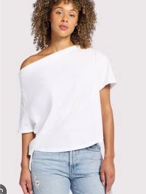 nuuds White Draped Cowl Short-Sleeve Tee
